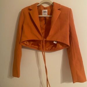 Zara Cropped Orange Blazer